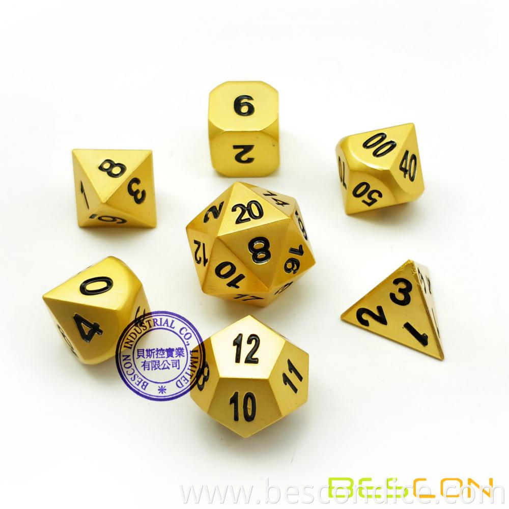 Deluxe Matt Golden Solid Metal Dice Set 3